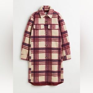 H&M Long Shacket - red plaid SIZE 2XL
